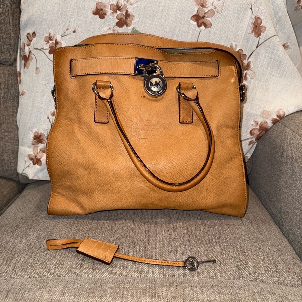 Michael Kors MK Tan Leather Tote Bag